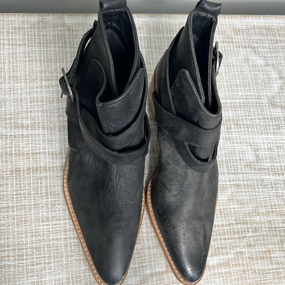 Free People Dark Leather Ankle Booties - Picture 2 of 10
